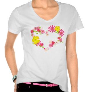 Pink and Yellow Flower Hearts Tshirts