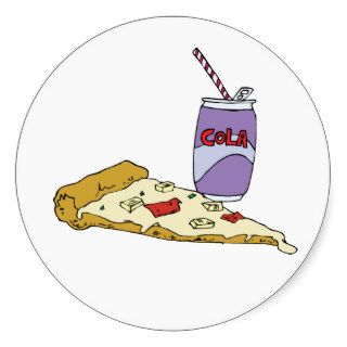 Pizza Cola Junk Snack Food Cartoon Art Sticker