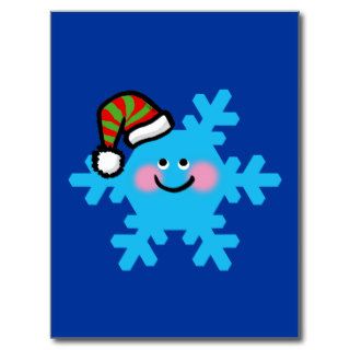 Winter cartoon snowflake post cards