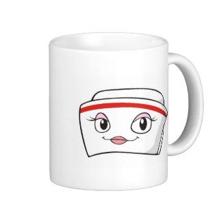 Cartoon Smiling Nurse Hats Coffee Mugs