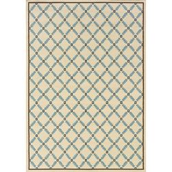 Ivory/Blue Polypropylene Outdoor Area Rug (6'7" x 9'6") Style Haven 5x8   6x9 Rugs