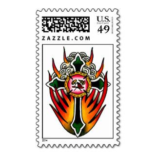 Fireman's Cross with Fire Postage Stamps