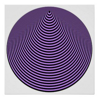 Op Art Concentric Circles Violet Over Black Posters