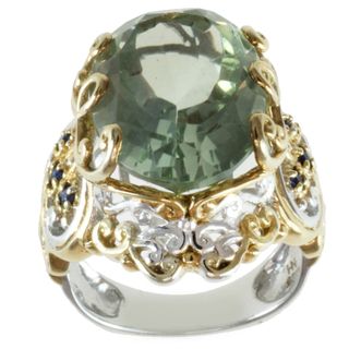 Michael Valitutti Two tone Green Amethyst and Blue Sapphire Ring Michael Valitutti Gemstone Rings