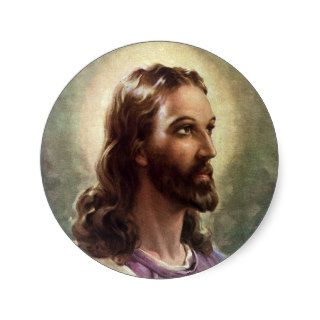 Vintage Religious People, Portrait of Jesus Christ Round Sticker