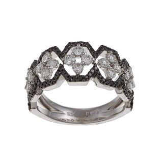 Kabella Luxe 18k White Gold 1ct TDW White and Black Diamond Ring (G H, VS1 VS2) Kabella Jewelry One of a Kind Rings