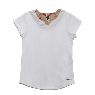 Burberry Girl's White Check Collar T shirt Burberry Girls' Tops