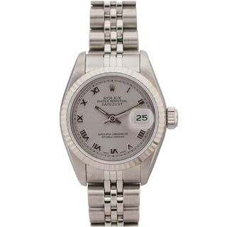 Pre owned Rolex Women's Datejust White Gold Grey Roman Dial Watch Rolex Women's Pre Owned Rolex Watches