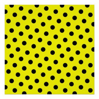 Yellow and Black Polka Dots Print
