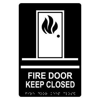 ADA Fire Door Keep Closed Braille Sign RRE 255 WHTonBLK Enter / Exit  Business And Store Signs 