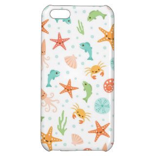 Cute kawaii sea life starfish squid crab pattern iPhone 5C case
