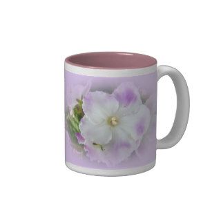 Purple and White Fancy African Violets Coffee Mugs