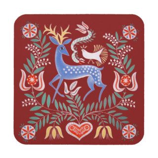 Hungarian Folk Art Deer Coaster