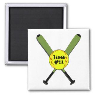 Fastpitch Softball and Crossed Bats Magnets
