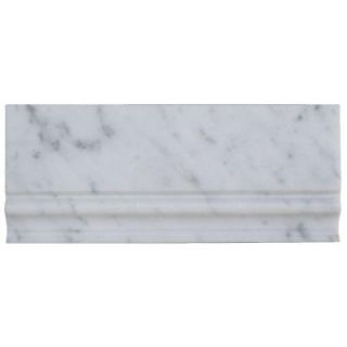 Splashback Tile White Carrera 5 in. x 12 in. Marble Base Molding Floor and Wall Tile WHITE CARERRA BASE MOLDING