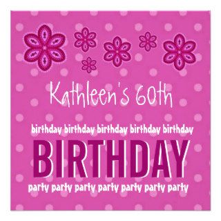 40th Birthday Pink Flowers Custom Name For Her Invite
