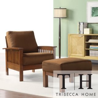 TRIBECCA HOME Hills Mission style Oak/ Rust Chair and Ottoman Tribecca Home Chairs
