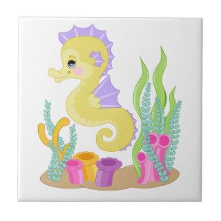 Cute cartoon seahorse tile