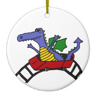 XX  Funny Draon on a Roller Coaster Christmas Ornaments
