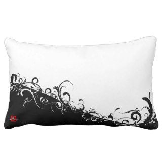 Black & White Floral Abstract Throw Pillow