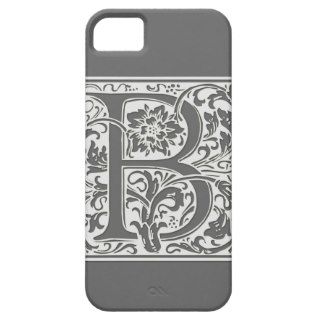 Royal Grey Letter B Floral Monogrammed Grey Case iPhone 5/5S Case