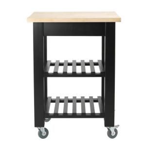 Home Decorators Collection Thomas Antique Black 24 in. W Kitchen Cart with Shelves 1048410210