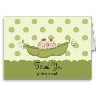 Sweet Little Pea Twin Girls Thank You Note Card
