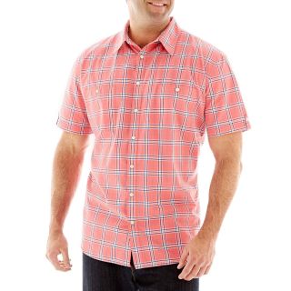 THE FOUNDRY SUPPLY CO. Short Sleeve Plaid Shirt Big and Tall, Blue/Pink, Mens