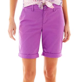 Twill Bermuda Shorts, Purple, Womens