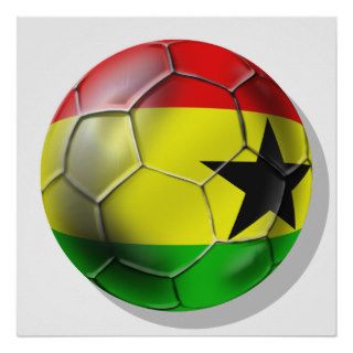 Ghanaian flag of Ghana Soccer ball for fans Posters