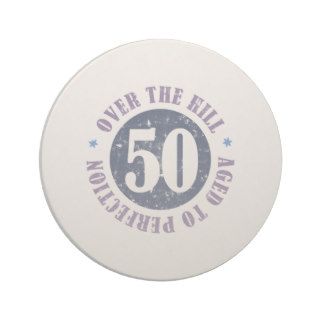 50th Birthday Over The Hill Beverage Coasters