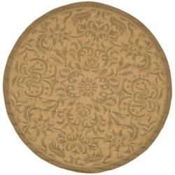 Contemporary Indoor/Outdoor Natural/Gold Area Rug (6'7" Round) Safavieh Round/Oval/Square