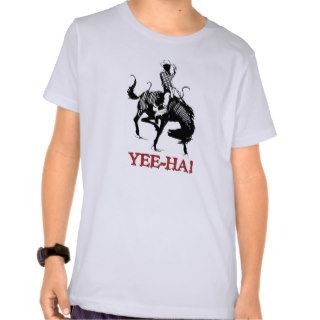 Yee Ha Rodeo cowboy on bucking horse stallion Tees