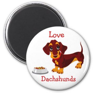 Love Dachshunds Cartoon Puppy Magnet