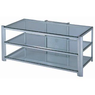 Lite Source LSH 5611SILV 3 Tier TV Stand Silver / Clear Glass from the Davis Collection, Silver