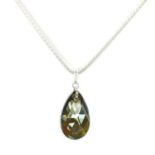 Jewelry by Dawn Bronze Pear Crystal Sterling Silver Popcorn Chain Necklace Jewelry by Dawn Necklaces