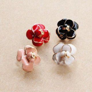 Enamel Flower Stud Earrings  Color White Jewelry