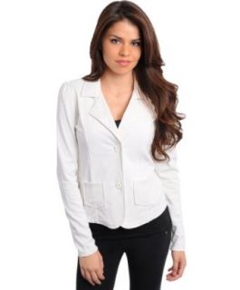 247 Frenzy Double Button Blazer Jacket with Bottom Patch Front Pockets   Ivory (Small) Blazers And Sports Jackets