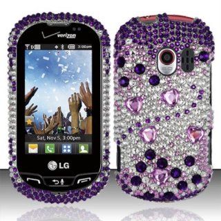 For LG Extrovert VN271 (Verizon) Full Diamond Design Cover   Purple Beats FPD Cell Phones & Accessories