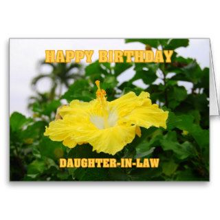 Happy Birthday Daughter in Law Deep Yellow Hibiscu Greeting Cards