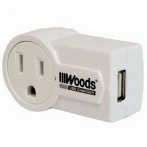 Woods Rotatable USB Charger   White 418017828