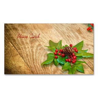 Rustic Christmas Holly Wedding Place Cards Business Card