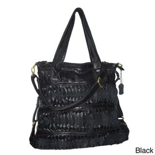 Amerileather Oida Zip top Leather Handbag with Copper tone Hardware Amerileather Shoulder Bags