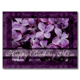 Happy Birthday Mom Textured Lilacs Postcard