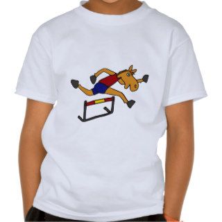 XY  Funny Horse Jumping Over Hurdles Cartoon T shirts