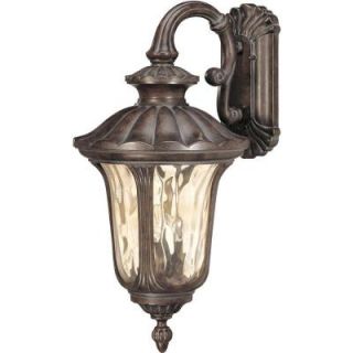 Glomar Beaumont 3 Light Large Wall Lantern  Arm Down with Amber Water Glass finished in Fruitwood HD 2002