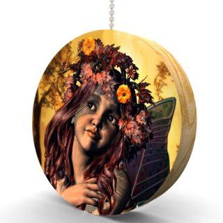 Beautiful Autumn Fairy Hardwood Oak Fan / Light Pull   Ceiling Fan Pull Chain Ornaments