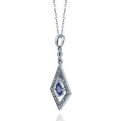 Glitzy Rocks Sterling Silver Tanzanite and Diamond Accent Necklace Glitzy Rocks Gemstone Necklaces