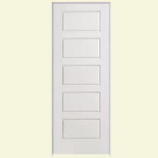 Masonite Safe N Sound Riverside Smooth 5 Panel Equal Solid Core Primed Composite Prehung Interior Door 19549