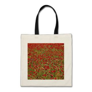 Red poppy field, Portugal  flowers Canvas Bags